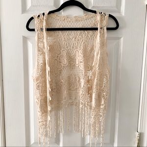 Cream/White Boho CrochetLace Style Vest
